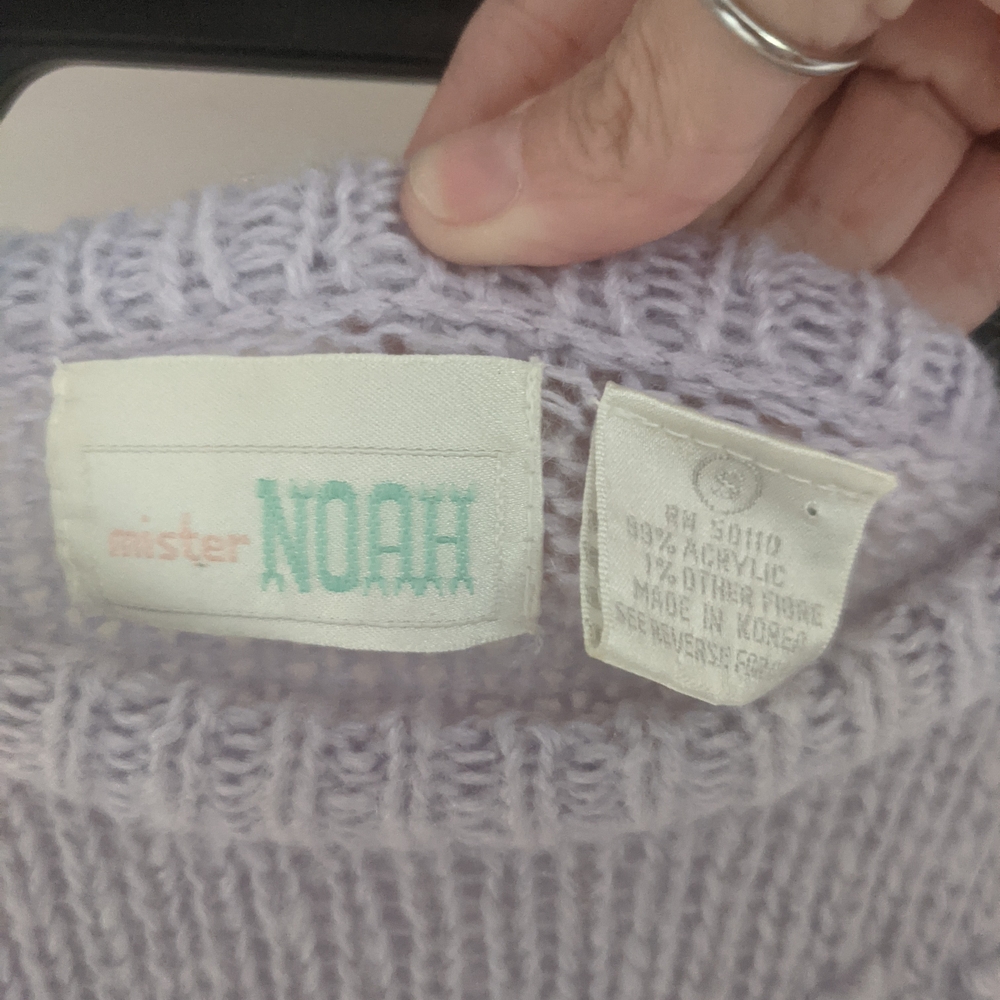 Vintage Soft Purple  Sweater With Adorable Embroidery